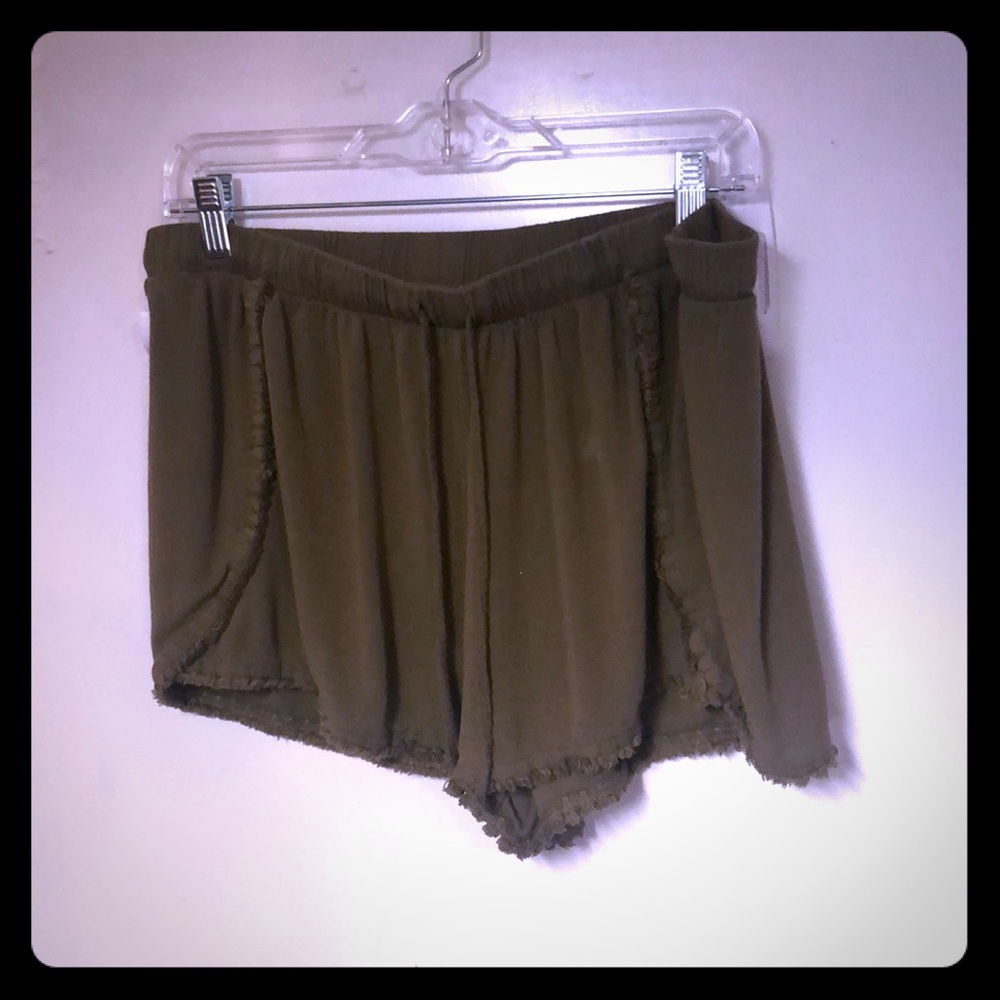 Green flowy shorts